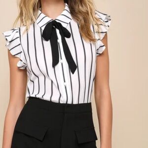 Black and white button down top